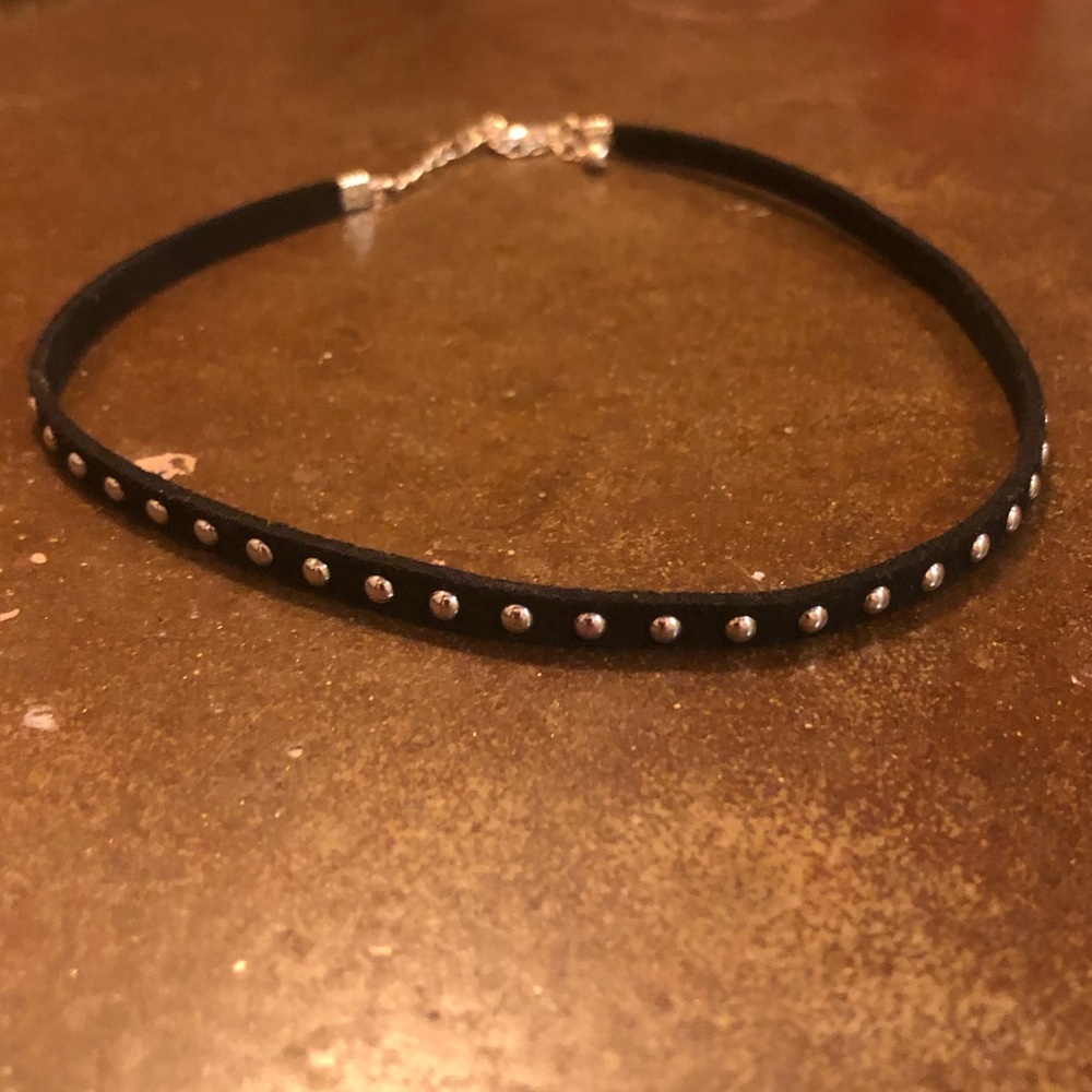 Black Choker with Silver Studs